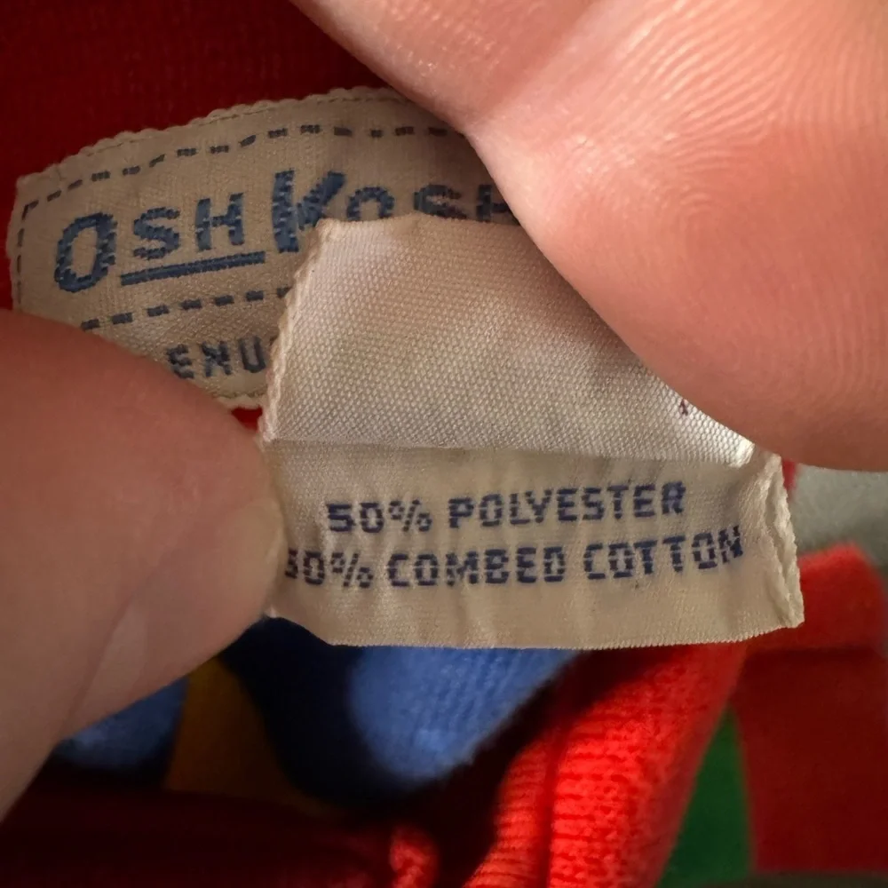 Vintage Oshkosh B’Gosh Colorblock Striped Long Sleeve Polo Shirt Size 4T